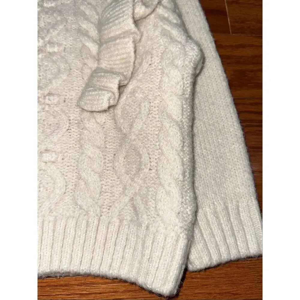 Zara Baby Girls Cream Cable Knit Ruffle Sweater Size 18-24M